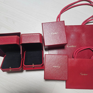 정품 까르띠에 반지 박스 커플링 웨딩링 케이스 세트 + 쇼핑백 이미지