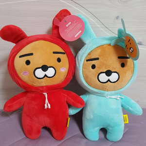 토끼 후드쓴 라이언 2종 일괄 중형 인형 이미지