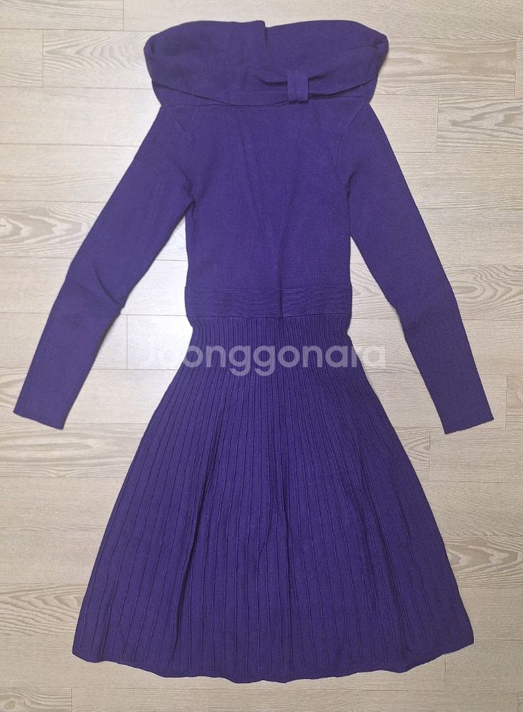 사틴 퍼플 니트 원피스--1