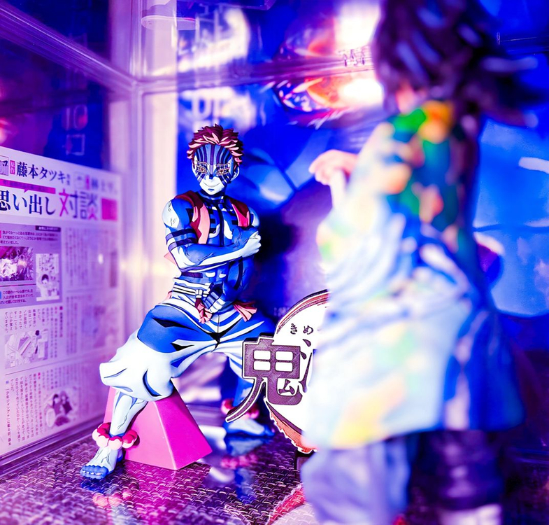 [초월] 전국3점 귀칼 귀멸의칼날 블루 아카자 리페인트 피규어 도색작 도색 작품 전시회 국내유일 라스트원 레진 애니 이미지