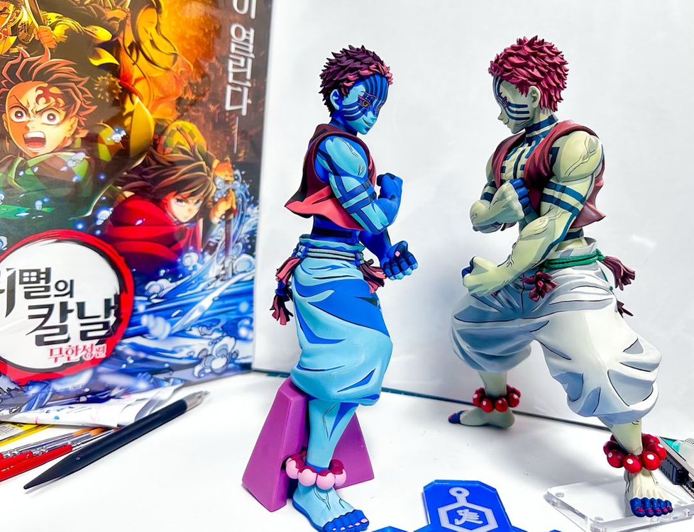 [초월] 전국3점 귀칼 귀멸의칼날 블루 아카자 리페인트 피규어 도색작 도색 작품 전시회 국내유일 라스트원 레진 애니 이미지