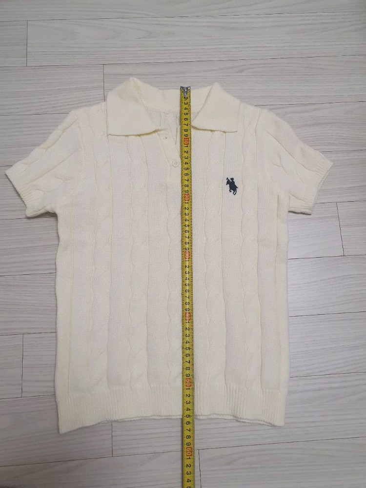 케이블 니트 반팔 아이보리--2