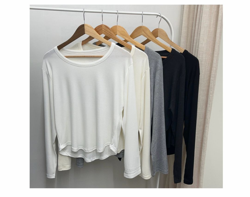 하티66 made 제작 심플 무드 유넥 긴팔티셔츠 1사이즈 블랙--1