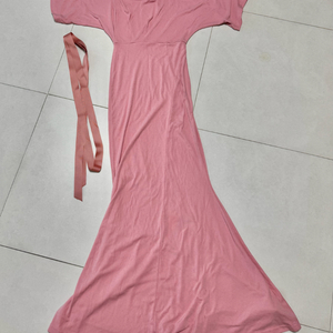 milady 임부복 임산부 셀프 만삭 촬영용 리본 핑크 원피스 새상품급