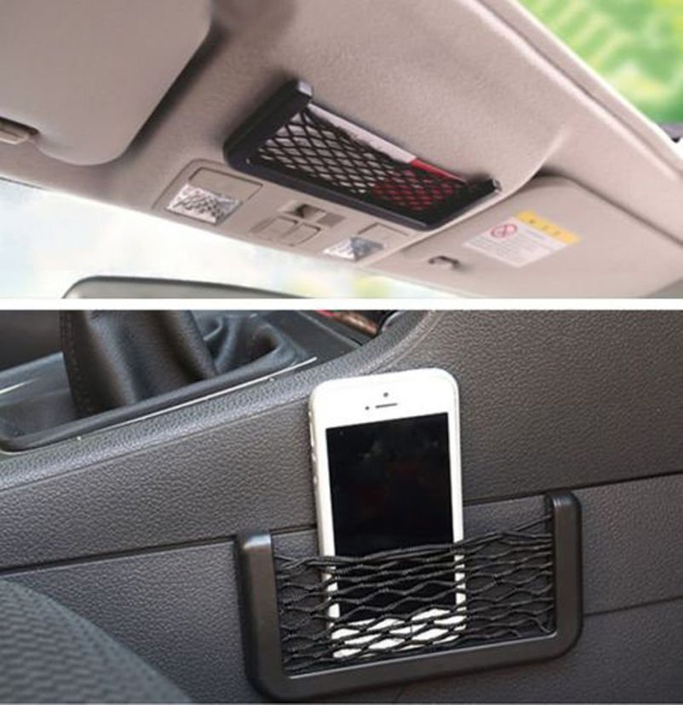 새 2개 차량용 소형 핸드폰 그물 공간 수납함 수납 여행 야영 용품 정리 그물 이미지