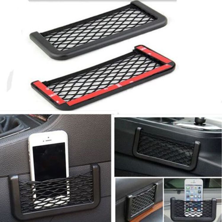 새 2개 차량용 소형 핸드폰 그물 공간 수납함 수납 여행 야영 용품 정리 그물 이미지