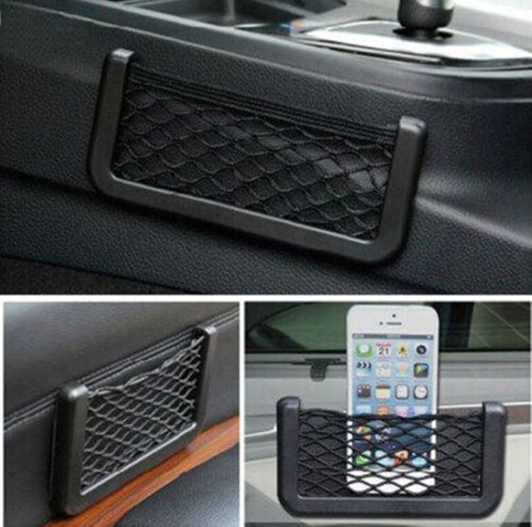 새 2개 차량용 소형 핸드폰 그물 공간 수납함 수납 여행 야영 용품 정리 그물 이미지