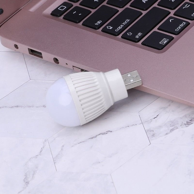 새 2개 흰색 차량용 USB 램프 미니 전구 휴대용 LED 조명 노트북 독서 이미지