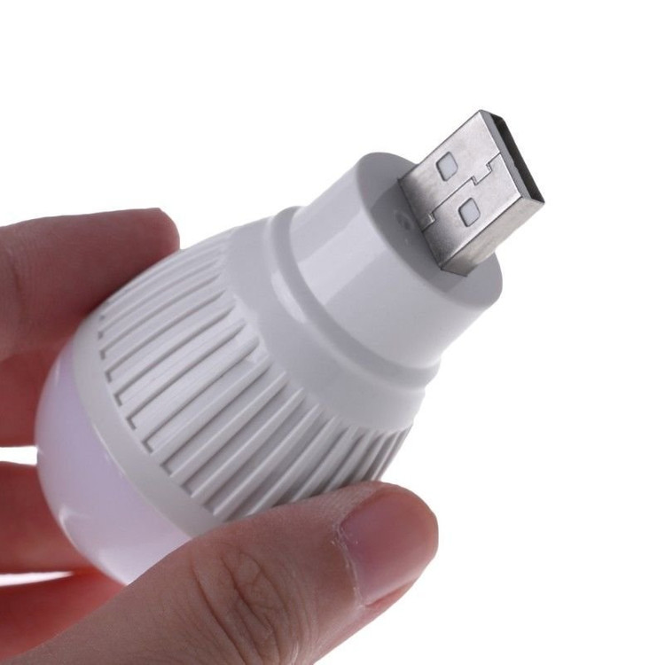 새 2개 흰색 차량용 USB 램프 미니 전구 휴대용 LED 조명 노트북 독서 이미지