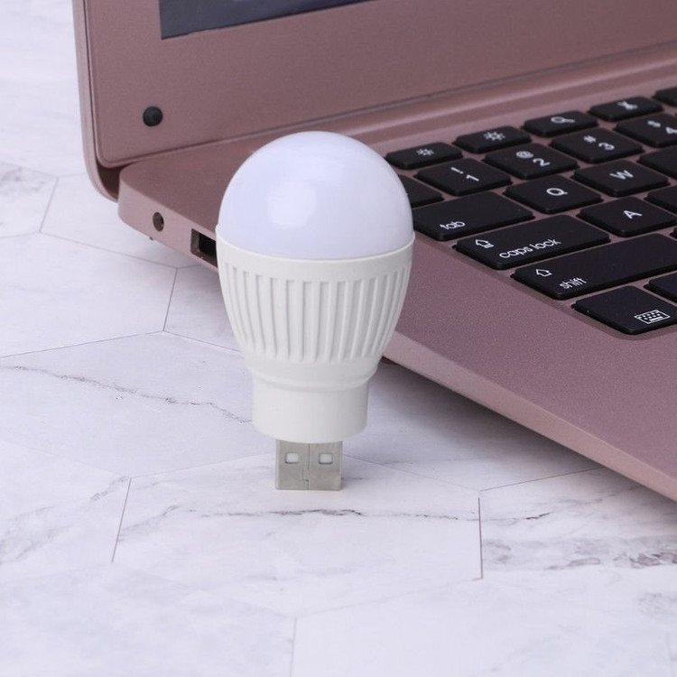 새 2개 흰색 차량용 USB 램프 미니 전구 휴대용 LED 조명 노트북 독서 이미지