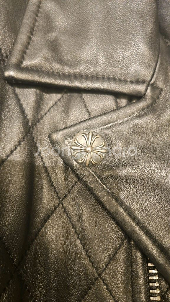 크롬하츠 퀄팅 가죽 레더 자켓 925실버--4