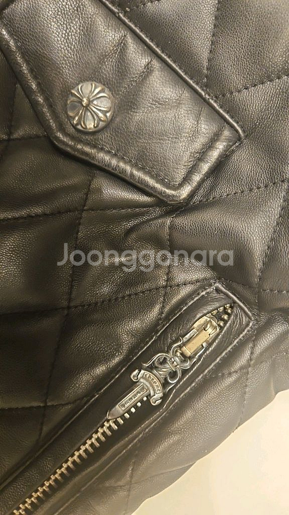 크롬하츠 퀄팅 가죽 레더 자켓 925실버--5