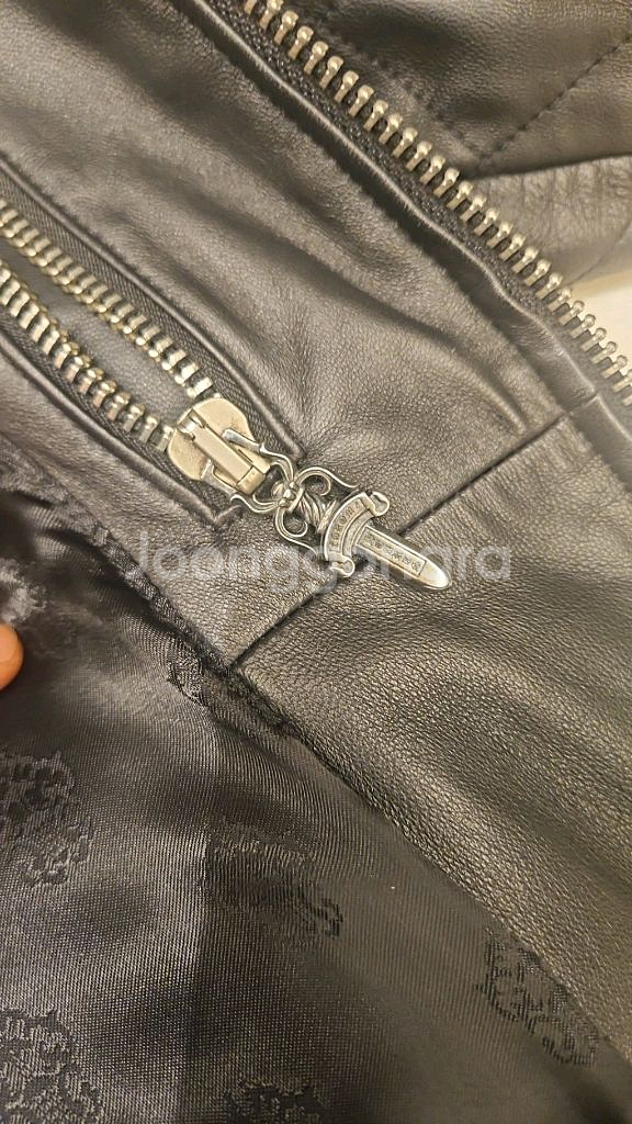 크롬하츠 퀄팅 가죽 레더 자켓 925실버--6