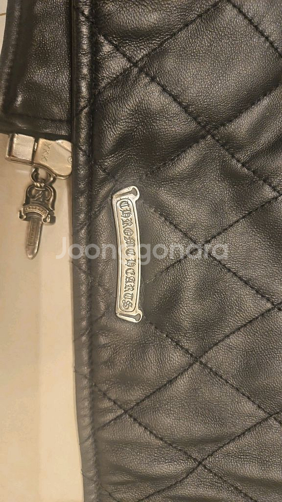 크롬하츠 퀄팅 가죽 레더 자켓 925실버--9