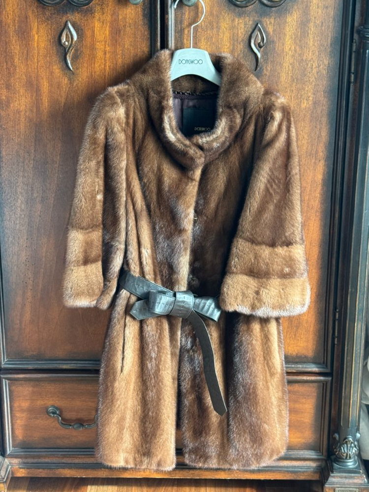 동우 밍크 코트 브라운--2