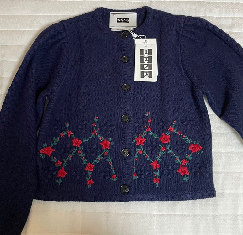 eenk 잉크 TITI Floral Pattern 가디건 새상품 네이비 비아플레인 렉토 시눈 메종마레 오버듀플레어 이미지