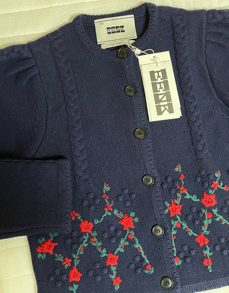 eenk 잉크 TITI Floral Pattern 가디건 새상품 네이비 비아플레인 렉토 시눈 메종마레 오버듀플레어 이미지