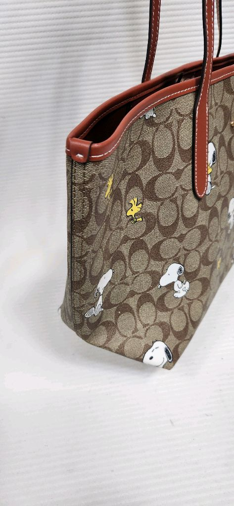 코치 피너츠 시그니처 캔버스 스누피 우드스탁 프린스 숄더백.토드백--2