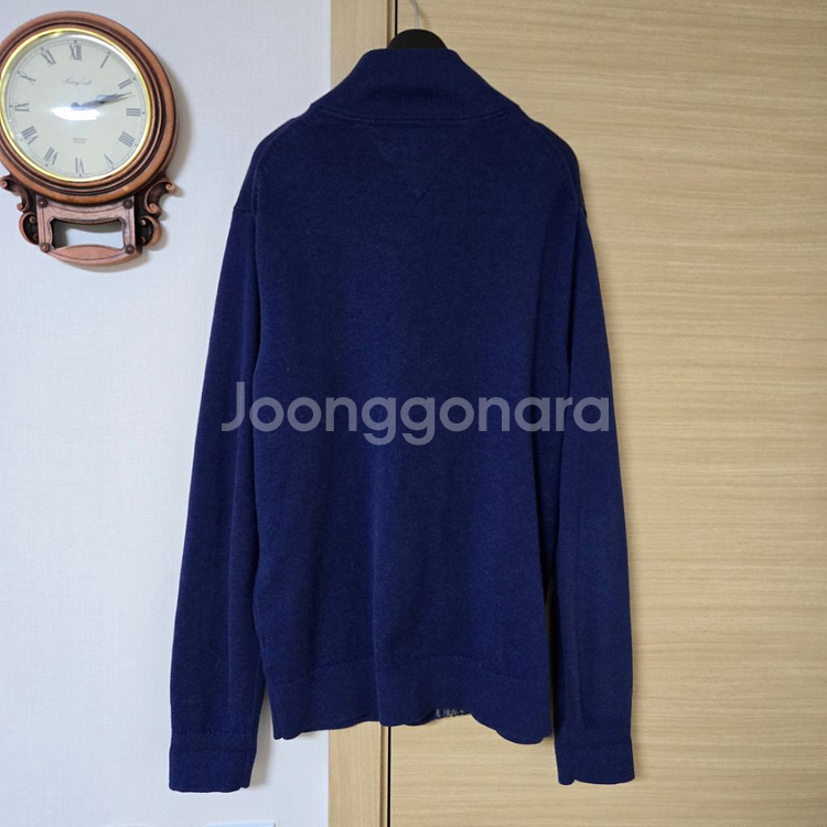 타미힐피거 프리미엄 코튼 남성 니트 집업 M 네이비--1