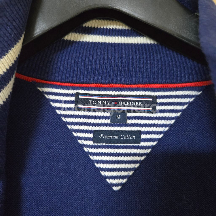 타미힐피거 프리미엄 코튼 남성 니트 집업 M 네이비--3