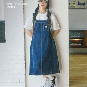 [새상품] 꼬모니노즈 데님 멜빵 수북즈 원피스