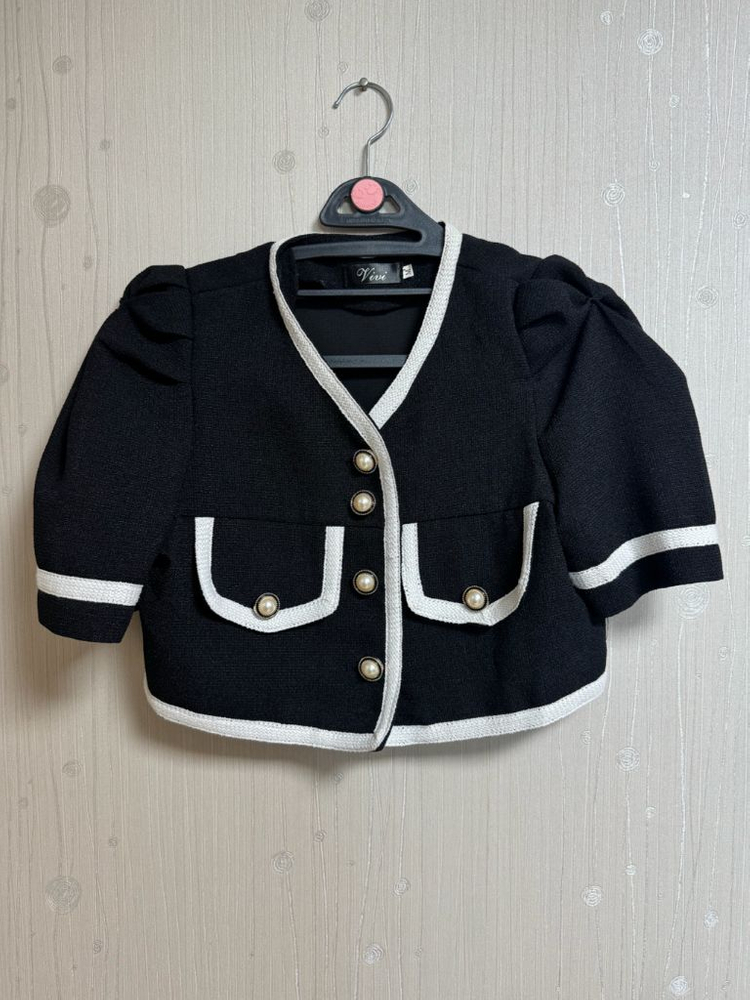 반팔 크롭 트위드자켓--1