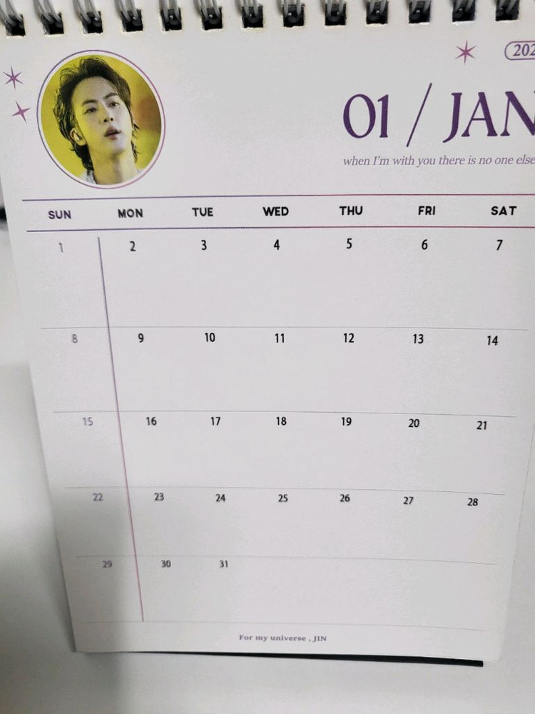 bts 방탄소년단 진 방탄 석진 탁상 달력 포카 굿즈 이미지