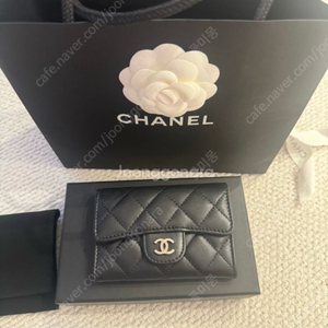 샤넬 똑딱이 카드지갑 은장