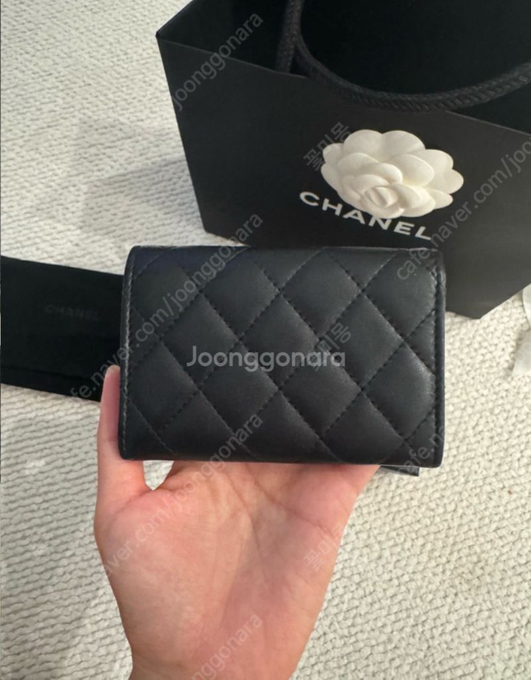 샤넬 똑딱이 카드지갑 은장--2