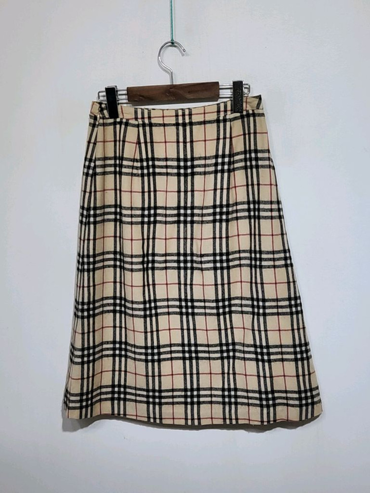 (27) 버버리 울스커트 노바체크 모직치마 알파카 블루라벨--5