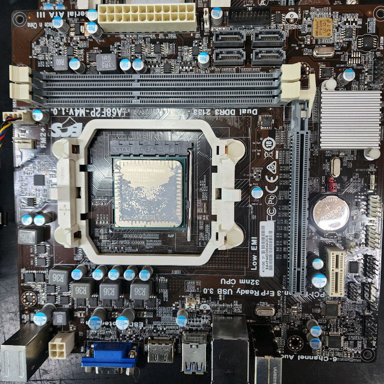 ECS A68F2P-M4 메인보드 + A4-6300 APU + 쿨러 + 백패널 세트 2장 남음 1장당 이미지