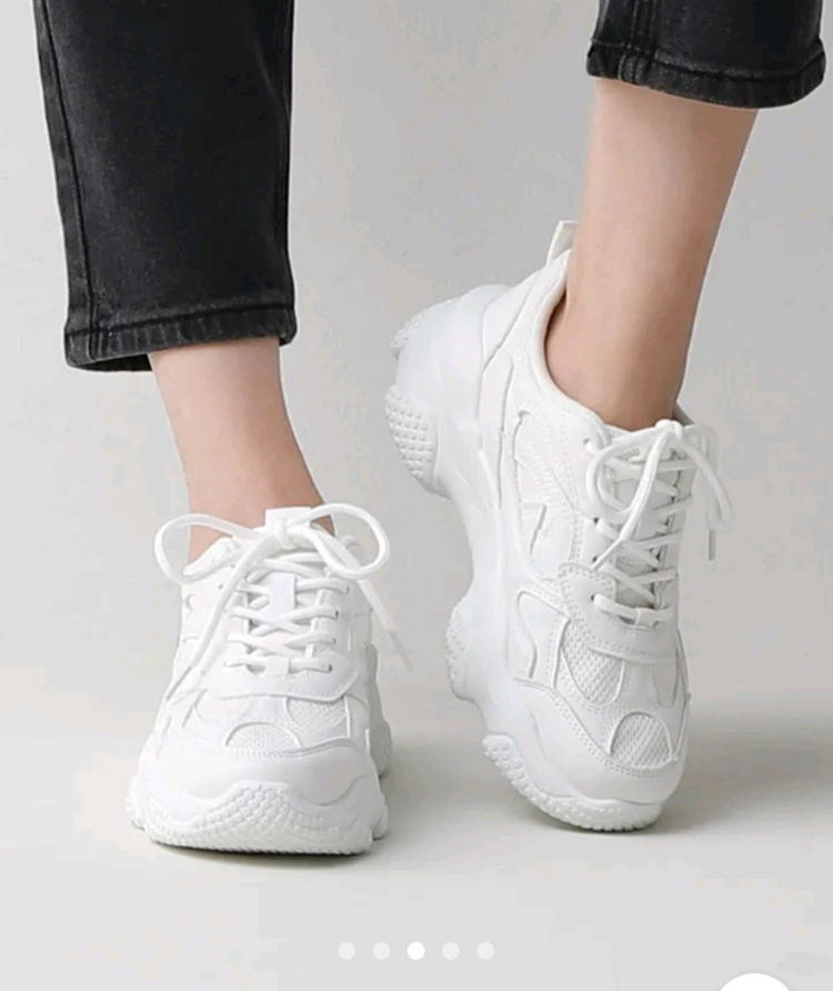6cm 통굽 스니커즈 250 화이트 흰색 키높이 운동화--3