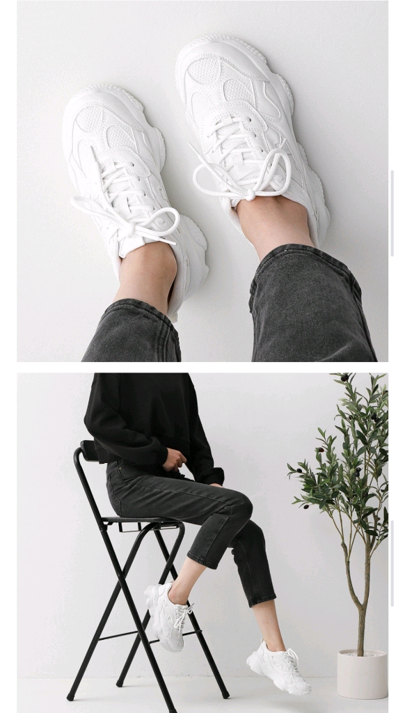 6cm 통굽 스니커즈 250 화이트 흰색 키높이 운동화--4