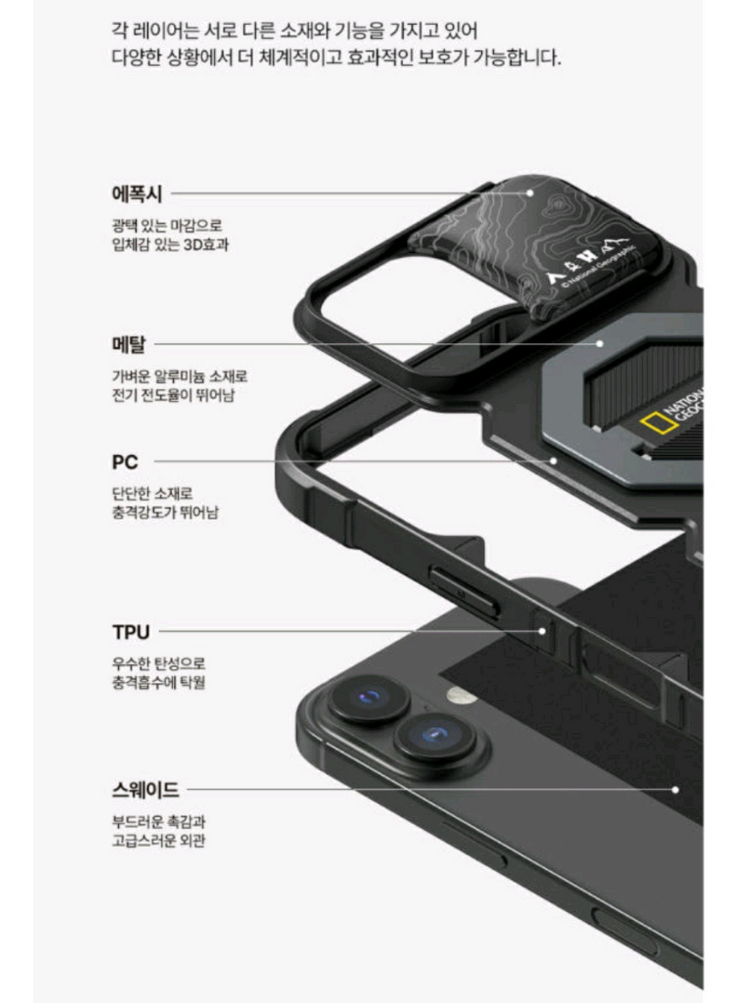 내셔널지오그래픽 맥세이프 러기드 익스플로러 케이스 아이폰16프로 개봉품 이미지