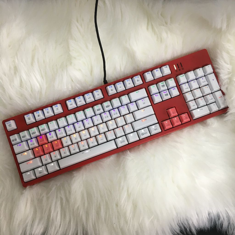 k8700앱코해커 레드 크리스탈키캡 기계식키보드 이미지