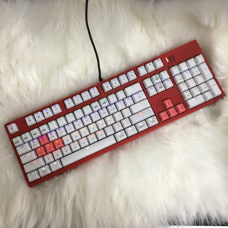 k8700앱코해커 레드 크리스탈키캡 기계식키보드 이미지