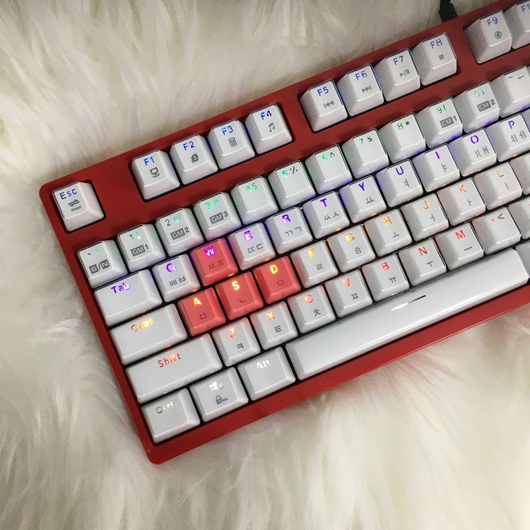 k8700앱코해커 레드 크리스탈키캡 기계식키보드 이미지