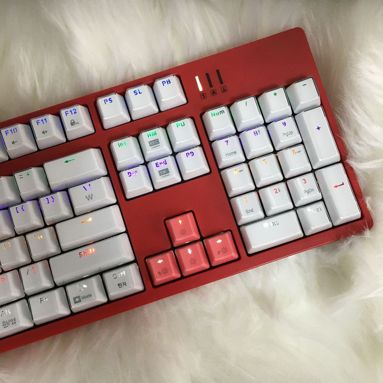 k8700앱코해커 레드 크리스탈키캡 기계식키보드 이미지