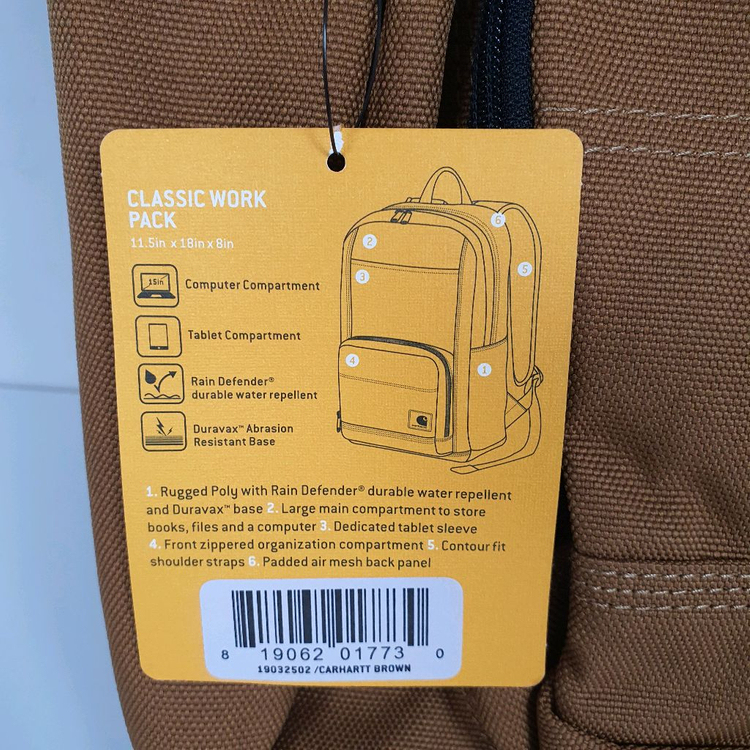 B1 칼하트 클래식 워크팩 브라운 백팩 새상품 이미지