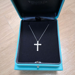 미듐)티파니 십자가(크로스) 다이아 플래티늄 목걸이