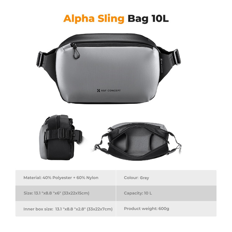 K&F Concept 그레이 카메라 슬링백 (KF13.157) (새상품)--6