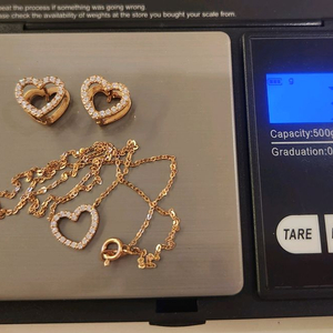 14k 하트 목걸이 귀걸이 세트 (로즈골드)