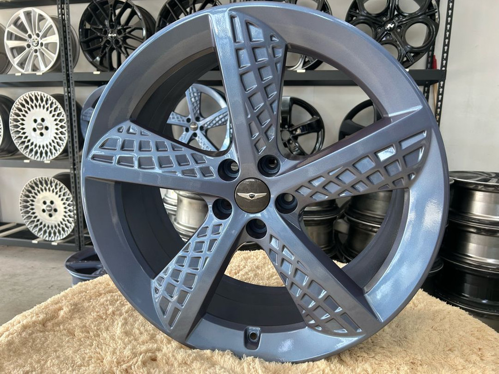 제네시스 GV70 21인치 순정휠 와플휠 메탈릭나이트블루 복원휠 한대분(4짝)--1