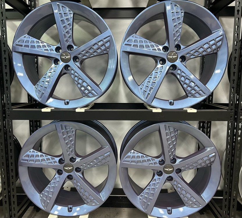 제네시스 GV70 21인치 순정휠 와플휠 메탈릭나이트블루 복원휠 한대분(4짝)--3