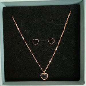 14k 블랙 하트 자개 목걸이 세트 (로즈골드)