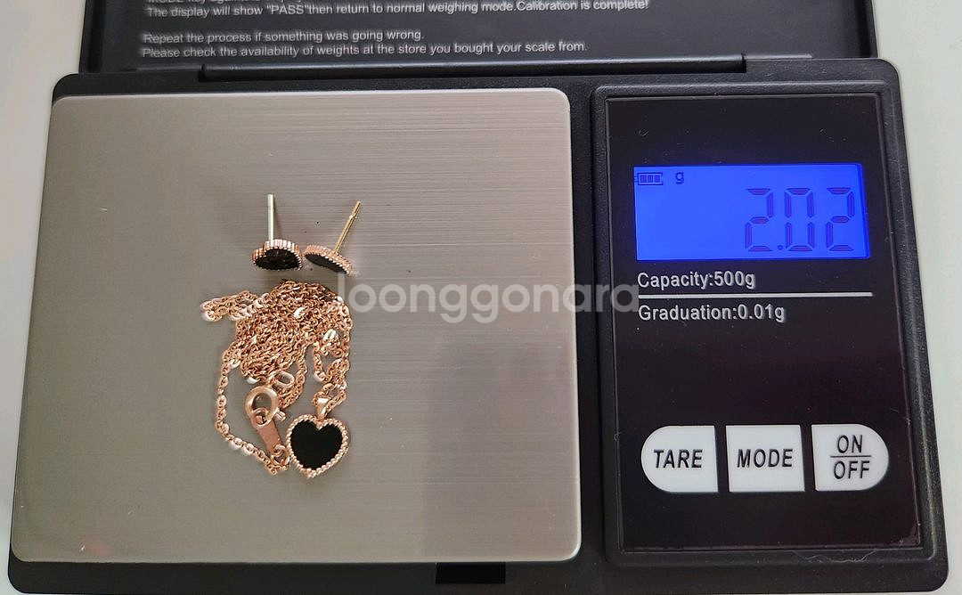 14k 블랙 하트 자개 목걸이 세트 (로즈골드)--1