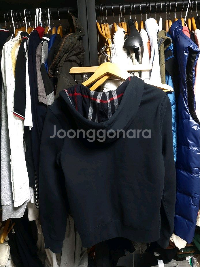 버버리 찐 네이비 후드집업 노바체크후드 s 실측95--8