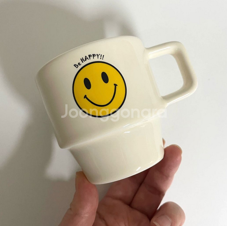 스마일 스택 머그, 도자기 커피잔, 머그컵 새상품--2