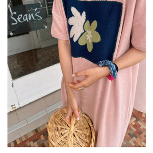 위꼬모 니트 패치 드레스