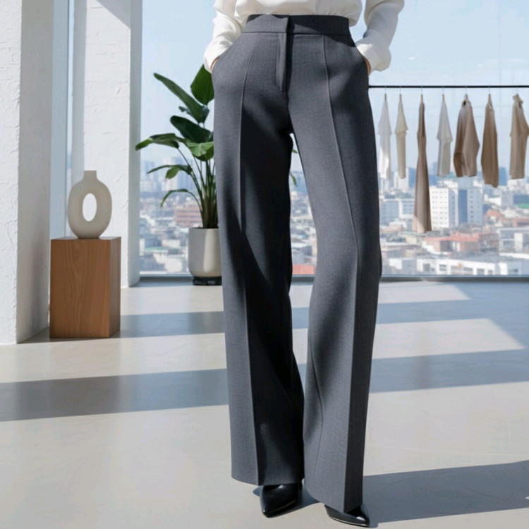 하이웨이스트 클래식 와이드 롱 슬랙스 (스판,기모,오피스룩)ㅡ무배 이미지